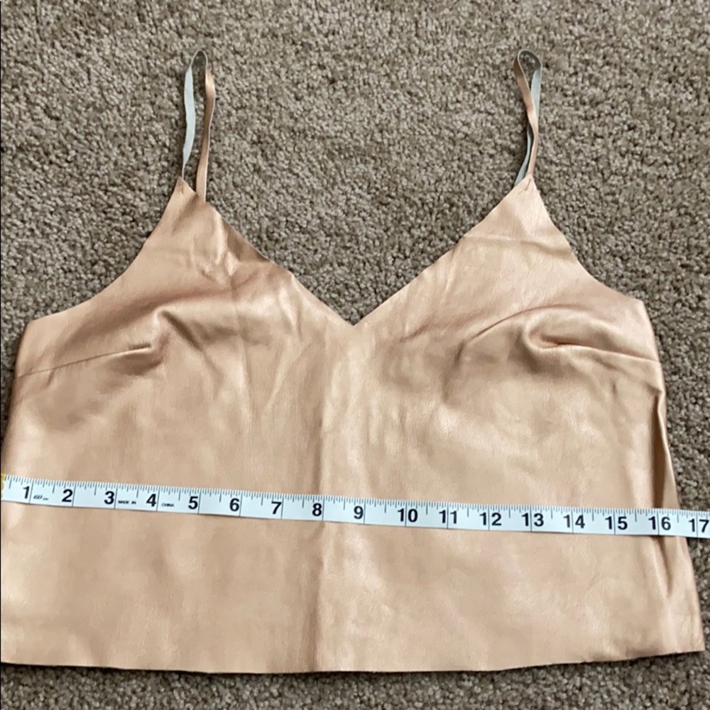 Pink leather metallic top